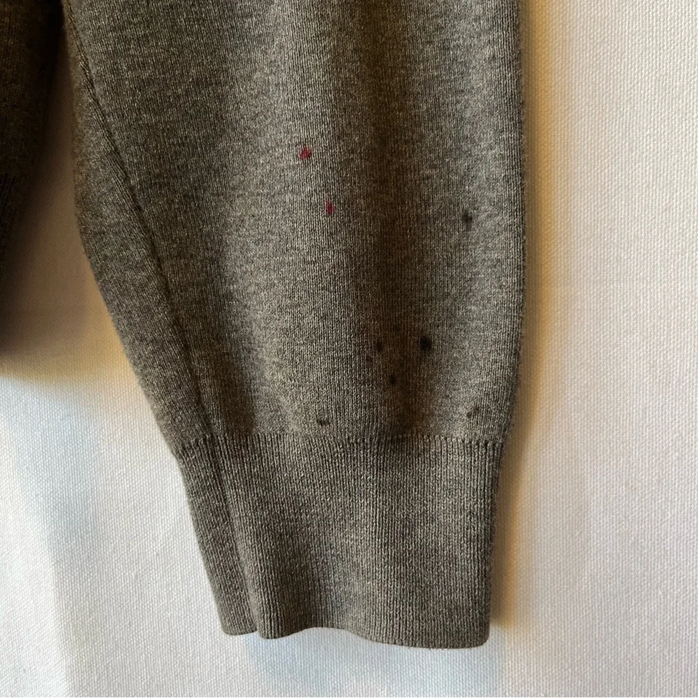 Polo Ralph Lauren jumper Sweater Large Gray V-neck Pima cotton Logo Mens FLAW - Picture 8 of 8